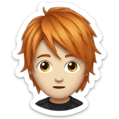 emo boy choppy ginger hair side bangs sticker