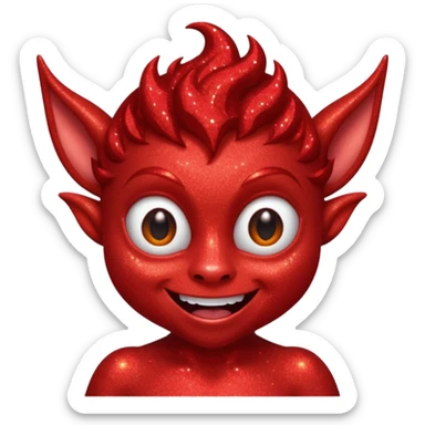 red glitter imp happy sticker