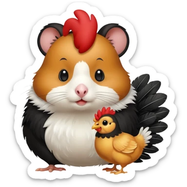 black hamster with chicken sticker