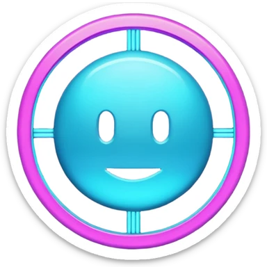 futuristic minimalistic emoji icon, letters "G" formed by three glowing digital lines representing Storm, Atom and NoizeGames, neon purple (#8B5CF6) and cyan (#00E0FF) on dark background, modern tech style, 1:1 aspect ratio sticker