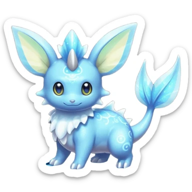 Shiny Sparkly Bioluminescent Glowing Minccino-Lumineon-Vaporeon-Amaura-Dragonair-Fakémon-hybrid-creature (full body)  sticker