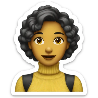 yellow skin beatiful woman with turtleneck sticker