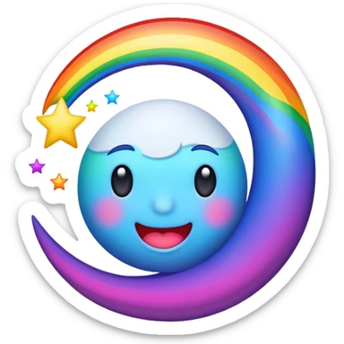 Rainbow, Moon ￼ sticker