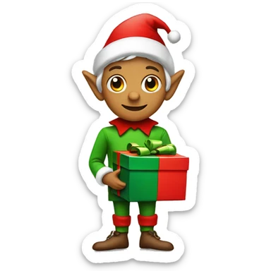 Christmas elf with present sticker