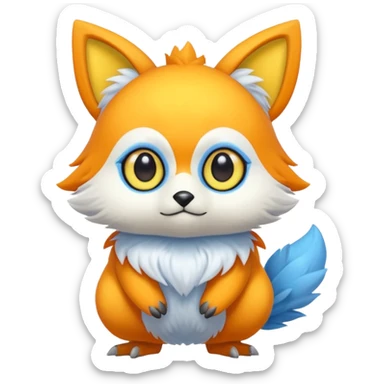Cute cool blue yellow Orange animal hybrid Fakemon full body sticker