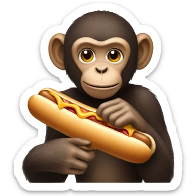 Monkey eating hotdog sticker
