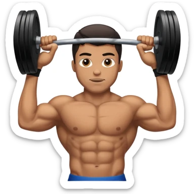 buff tan guy with black middle part lifting weights  sticker