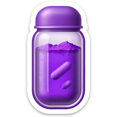 clear capsule filled with purple powder sticker