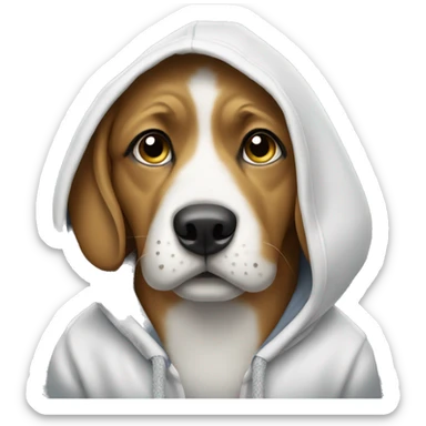 Withe Dog wearing a hoodie sticker