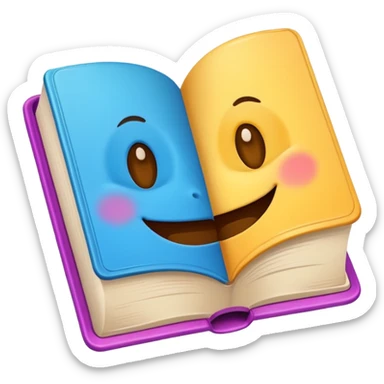cute book with a smiling face sticker
