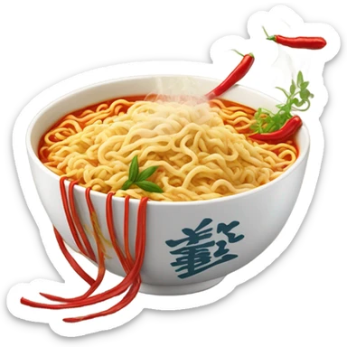 Spicy noodle cup sticker