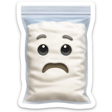 Pocket sized see through zip lock bag of flour sticker