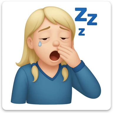 Make this emoji look even more sleepy: add droopy eyelids, a small tear at the corner of the eye, and a subtle Zzz above the head in emoji style sticker