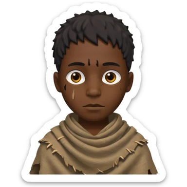 ancient black boy, tattered animal cloth sticker