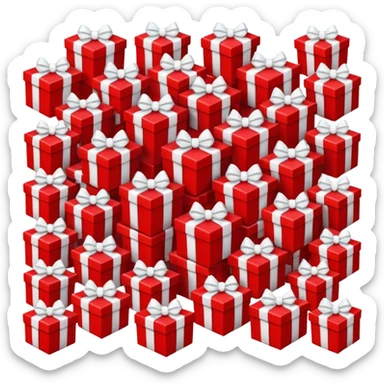 lots of red gift boxes with white bows sticker