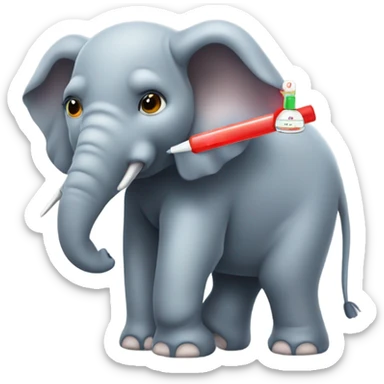 Elephant sick with a thermometer  sticker