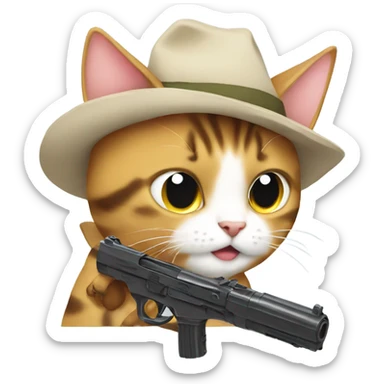 Cat with gun anime sticker