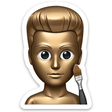 A paintbrush that transforms into a human metal silhouette, symbol of artistic identity sticker