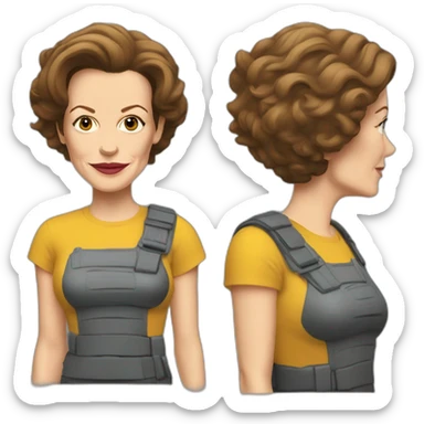 sigourney weaver cartoon wearing tee sticker