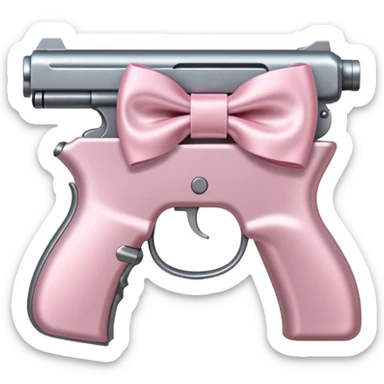 pale pink gun, pale pink bow sticker