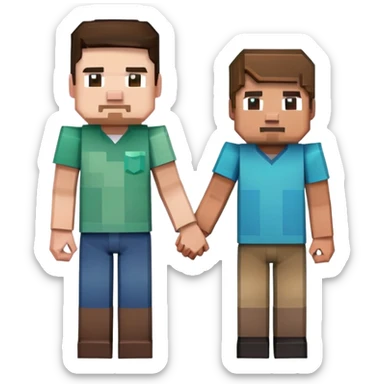 Minecraft Steve and Minecraft Alex holding hands sticker