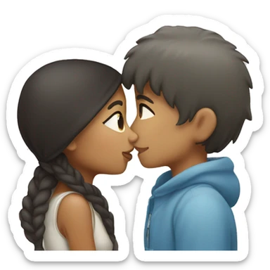 white boy and filipino girl eskimo kissing sticker