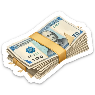 single stack of russian ruble notes blown into pieces because of explosion sticker