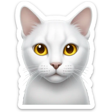 white cat with yellow eyes and a dark spot on the ear sticker