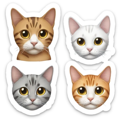 Three Cats, a british short hair in light grey, a bengal and a white sibirian cat sticker
