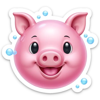 smiley face flying pig made of bubble gum sticker