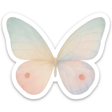 a pair of butterfly wings, colorful and delicate, watercolor art style sticker