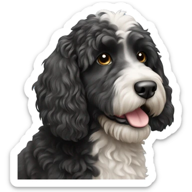 Black and white labradoodle sticker