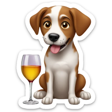 Dog drinking wine  sticker
