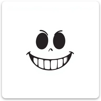 face with a wide grin and dead inside eyes sticker