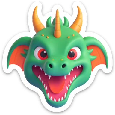 cute fitness dragon coach face, playful expression sticker