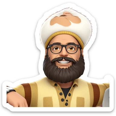 stylish man with glasses and hat sticker