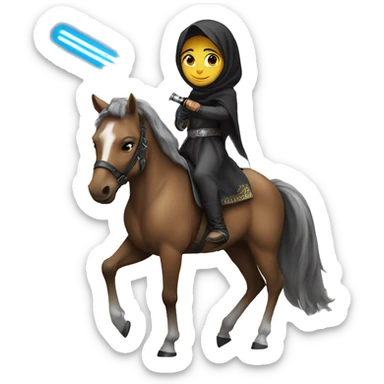 muslim girl holding light saber on horse sticker