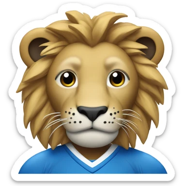 A lion in a hockey uniform in white and blue sticker