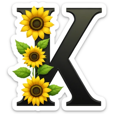 Black capital letter Y with sunflowers sticker