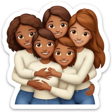 4 group of brown skin girls hugging  sticker