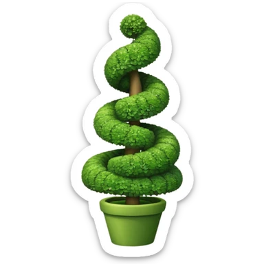spiral topiary tree emoji, green spiral shaped bush, garden art tree, cute emoji style, white background sticker