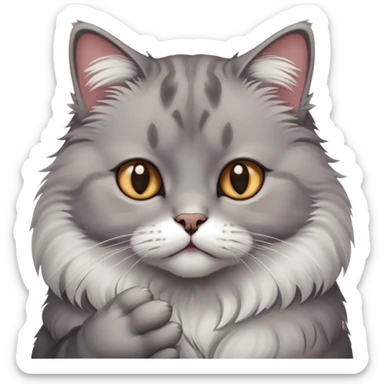 thoughtful cat with paw on chin sticker