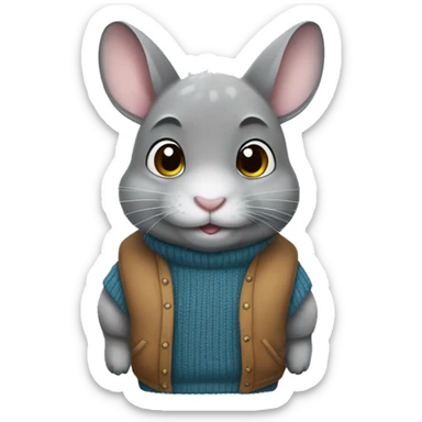 Chinchilla in a sweater vest sticker