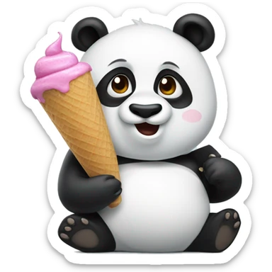 Panda eating ice cream sticker