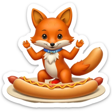 Dancing fox with hot dogs sticker
