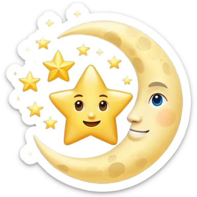 Moon and star sticker