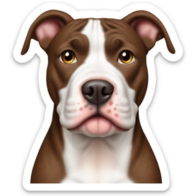 Schokobrauner pitbull mit vertikalem weißen Strich von Nase bis Stirn sticker