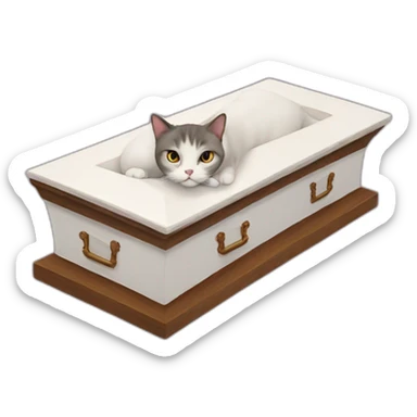 Cat on a coffin sticker
