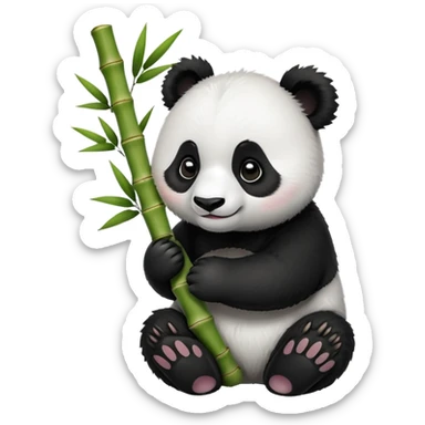 cute panda holding bamboo sticker