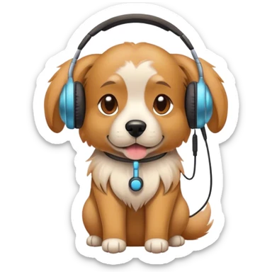 doggy wearing earphones sticker